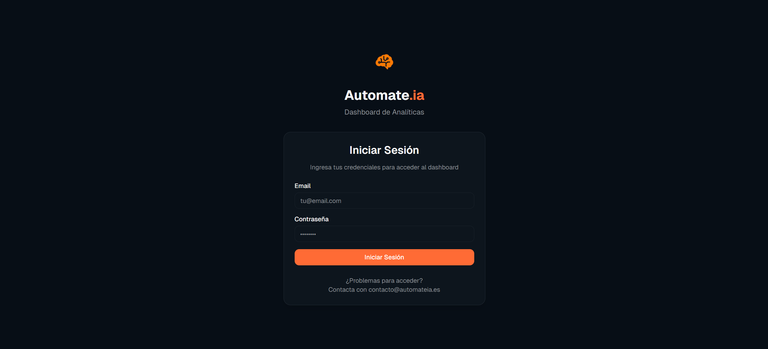 Dashboard de login